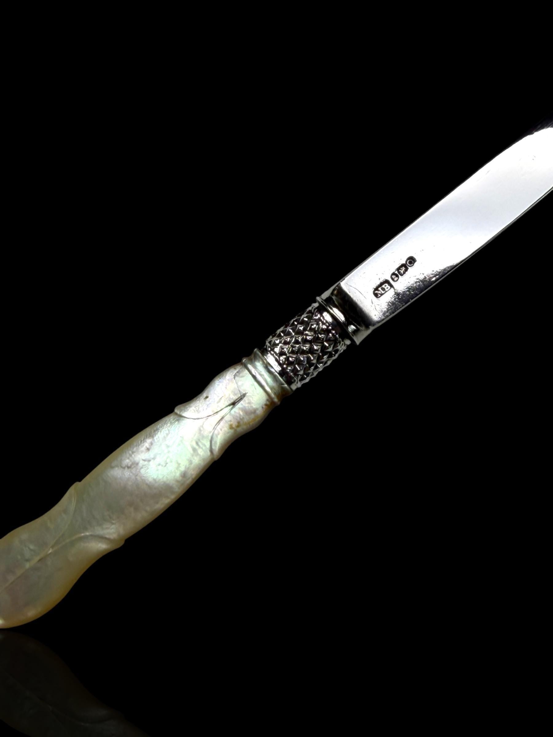 Antique Letter Opener. Sterling Silver and Mother of Pearl. 1809, England.