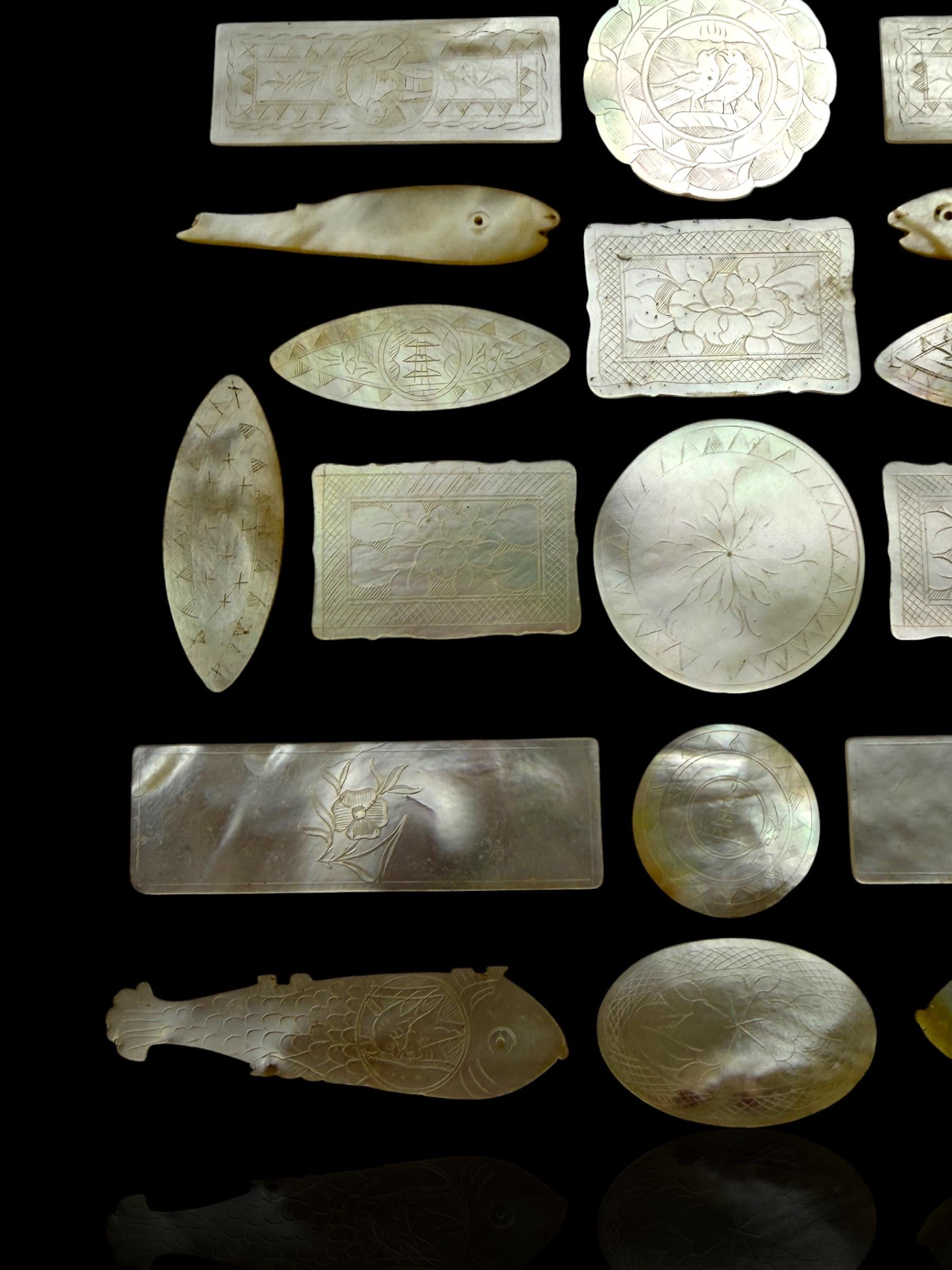 Antique Mother of Pearl Gaming Counters. 18th-19th Century.