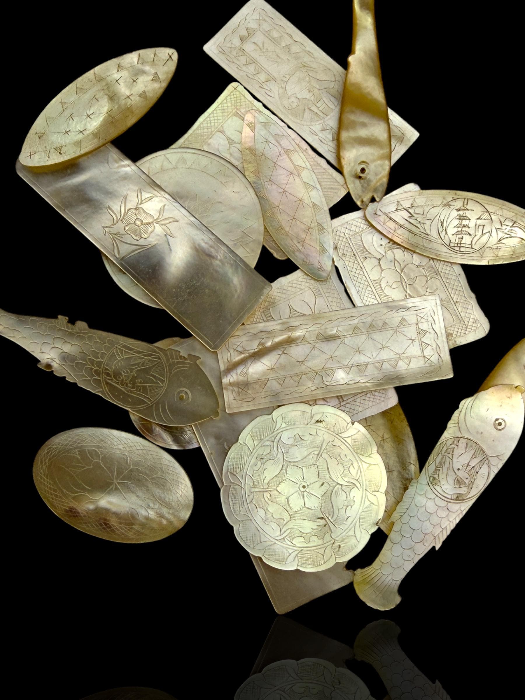 Antique Mother of Pearl Gaming Counters. 18th-19th Century.