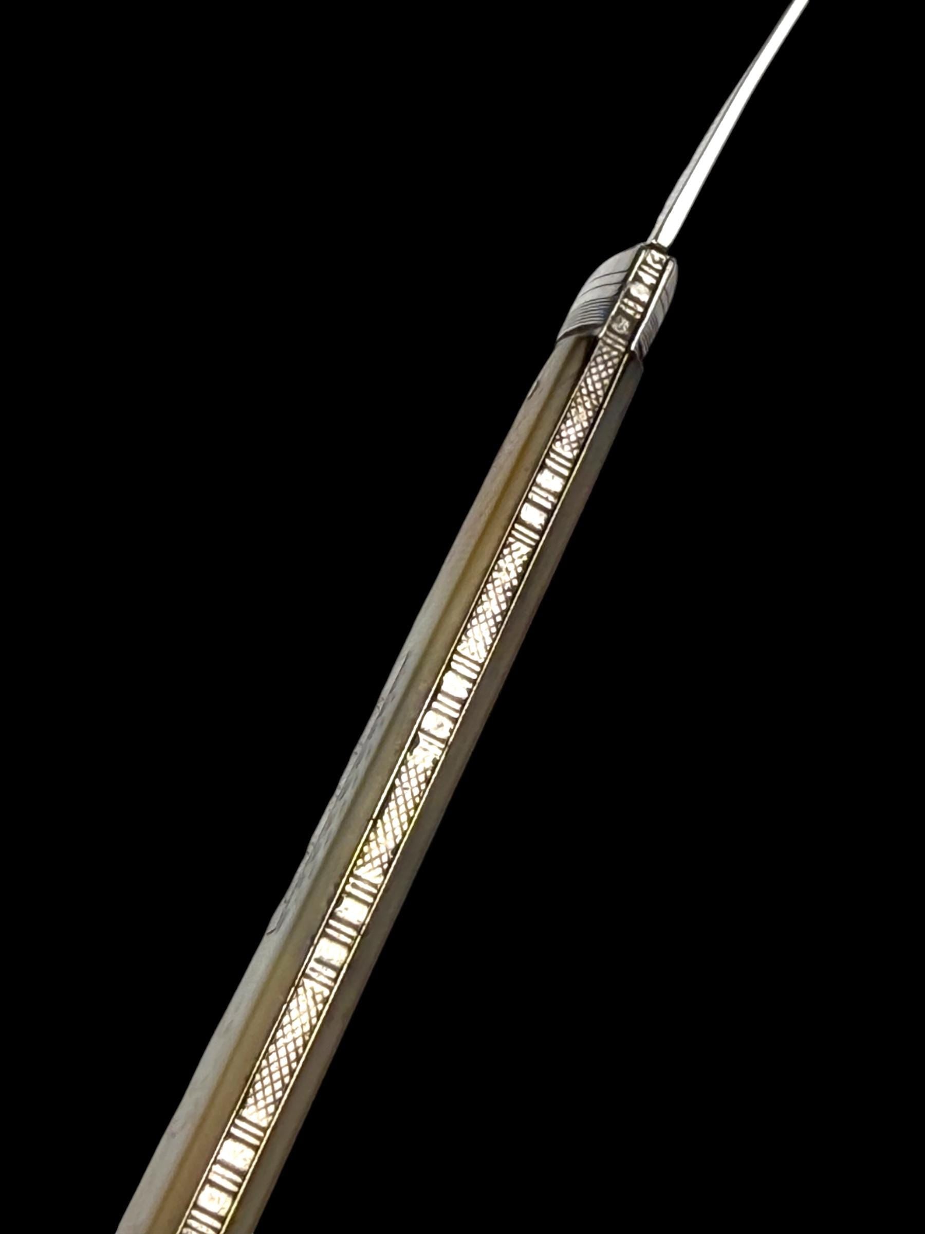 Antique Pocket Knife. 1843, Mother of Pearl and Sterling Silver.