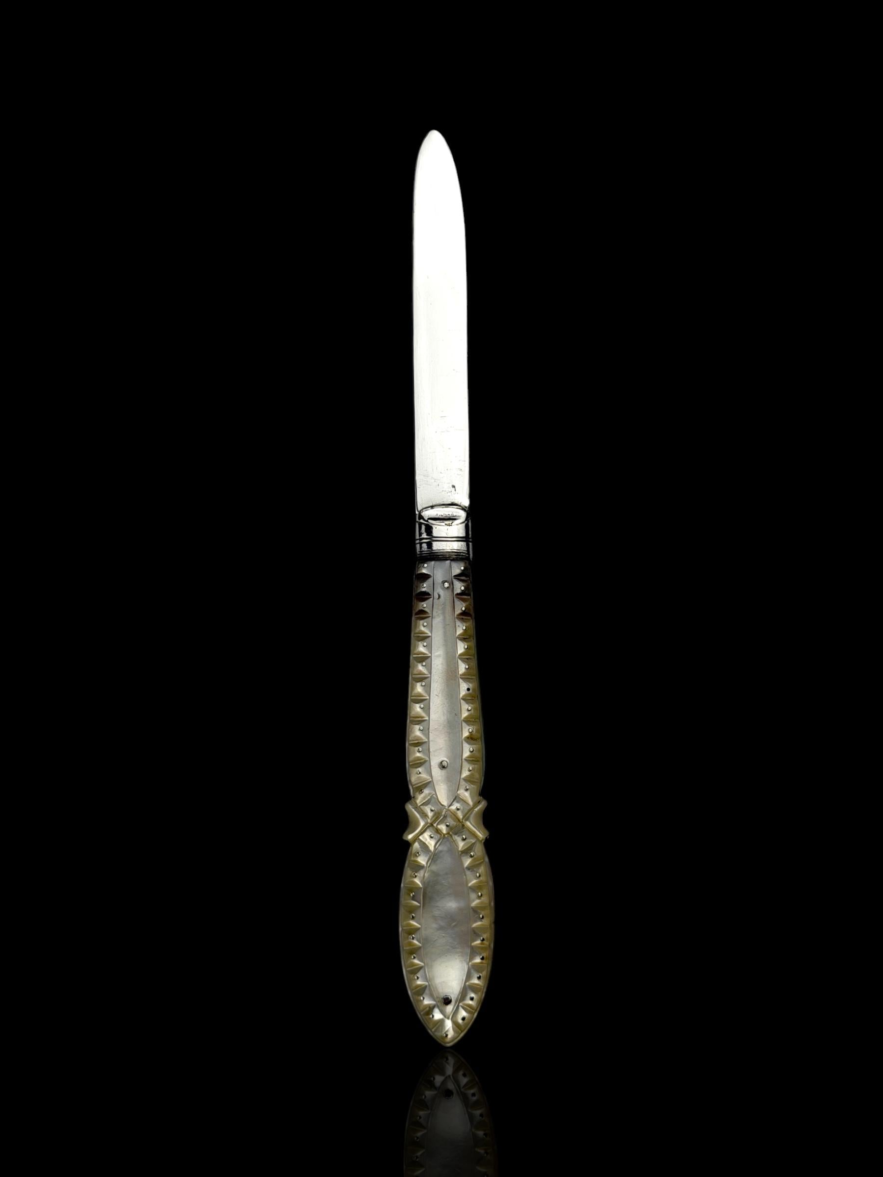 Antique Pocket Knife. 1891, Mother of Pearl and Sterling Silver.