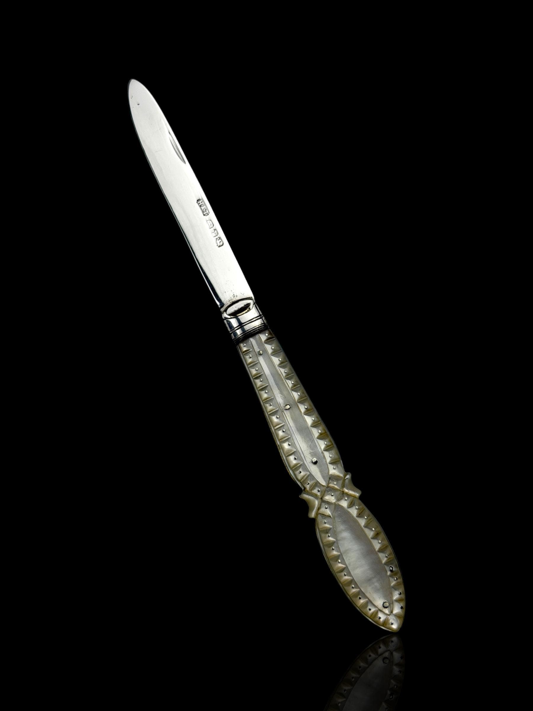 Antique Pocket Knife. 1891, Mother of Pearl and Sterling Silver.