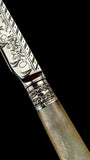 Antique Letter Opener or Butter Knife. 1902, Mother of Pearl and Sterling Silver. Cased.