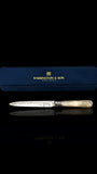 Antique Letter Opener or Butter Knife. 1902, Mother of Pearl and Sterling Silver. Cased.