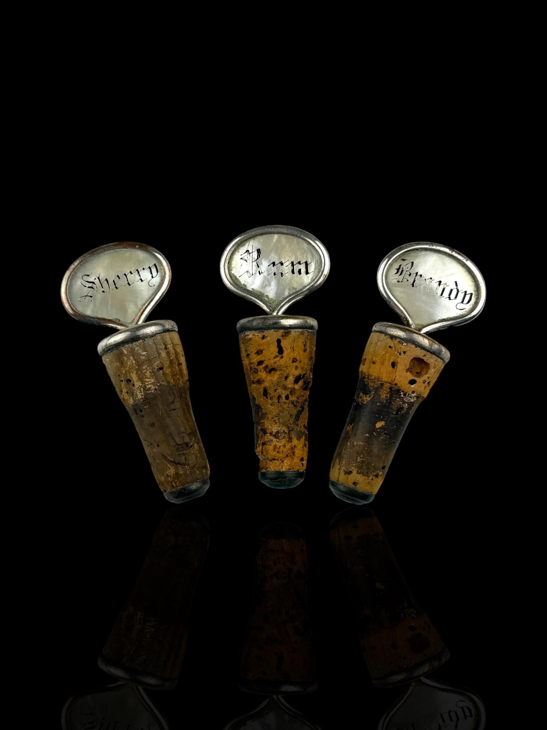 Antique Mother-of-Pearl Decanter Stoppers - Set of Three