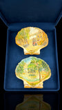 Pair of Hand-Painted 1952 British Souvenir Scallop Shells – Barnes, London – Signed H. Avery