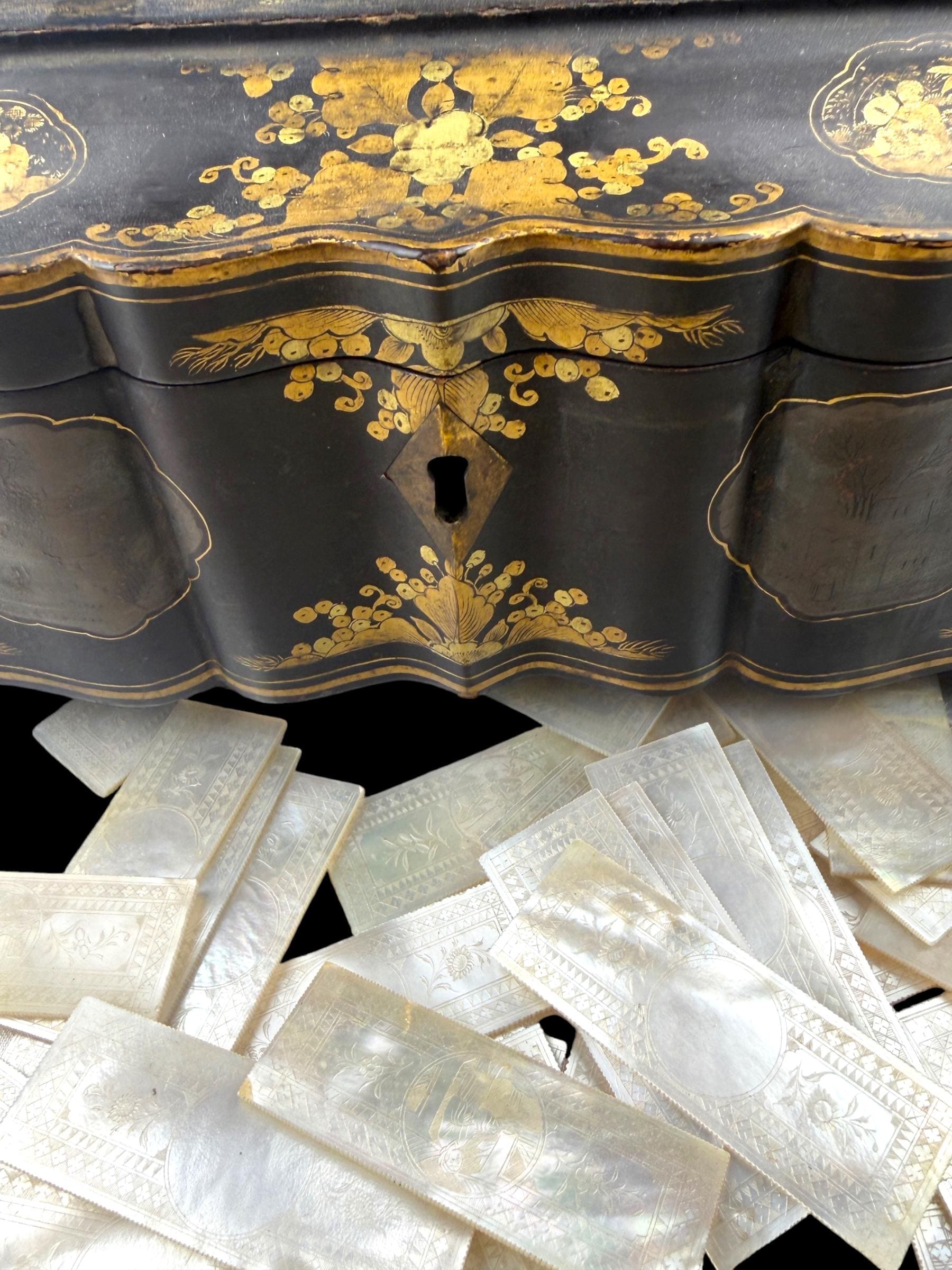 Qing Dynasty Games Box and Mother of Pearl Counters.