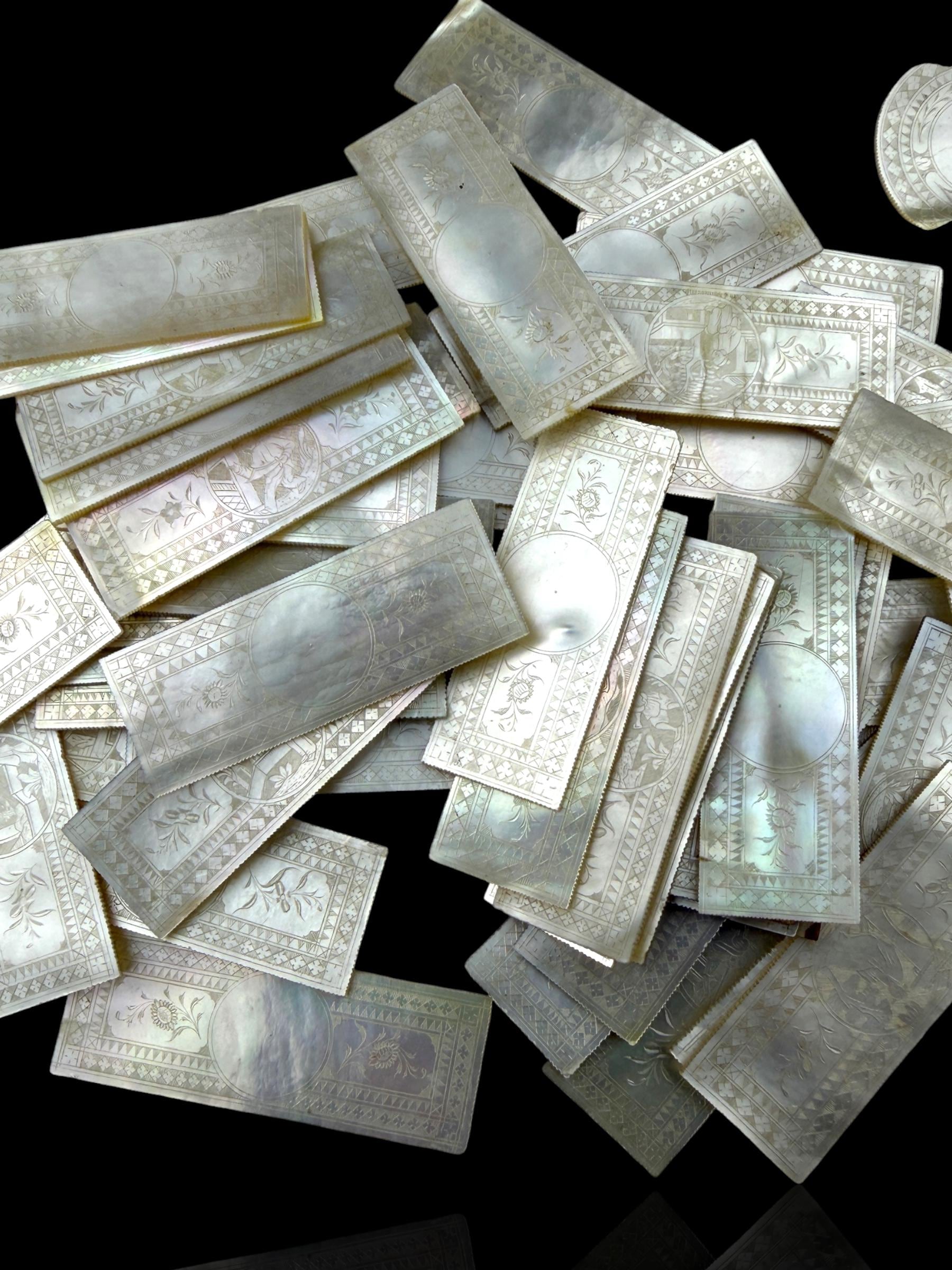 Qing Dynasty Games Box and Mother of Pearl Counters.