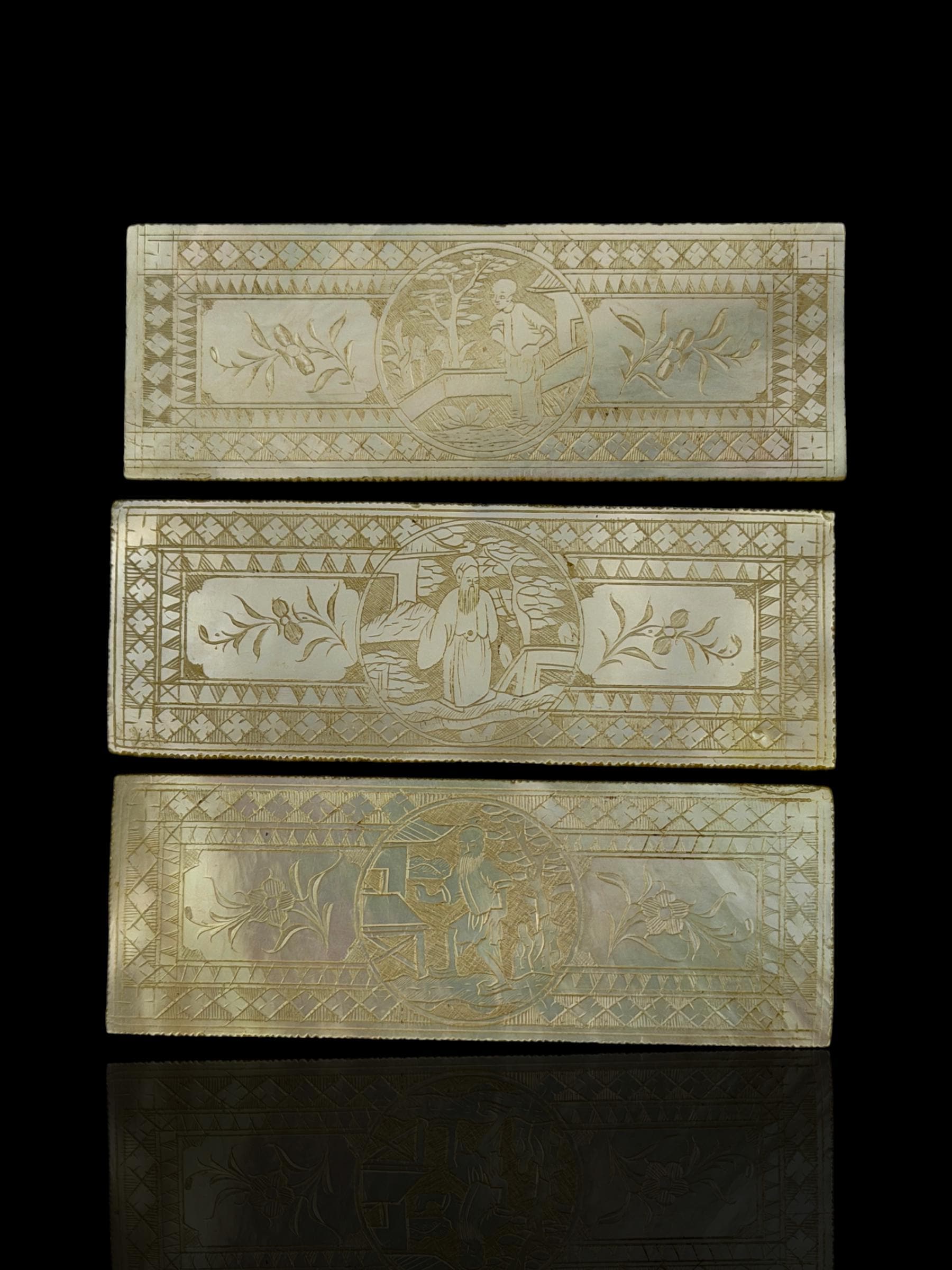 Qing Dynasty Games Box and Mother of Pearl Counters.