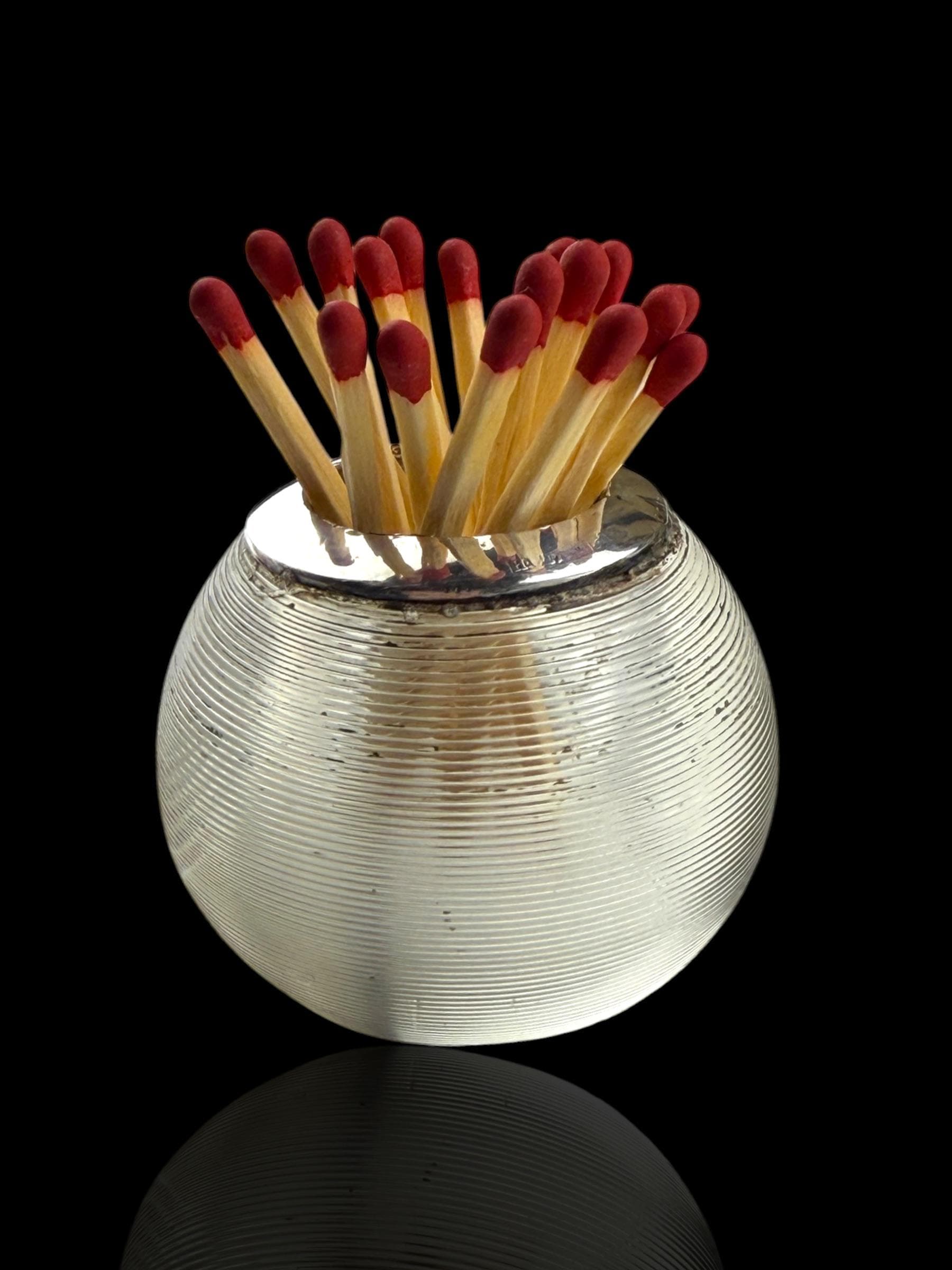 Match Globe. Sterling Silver. Circa 1900, England.