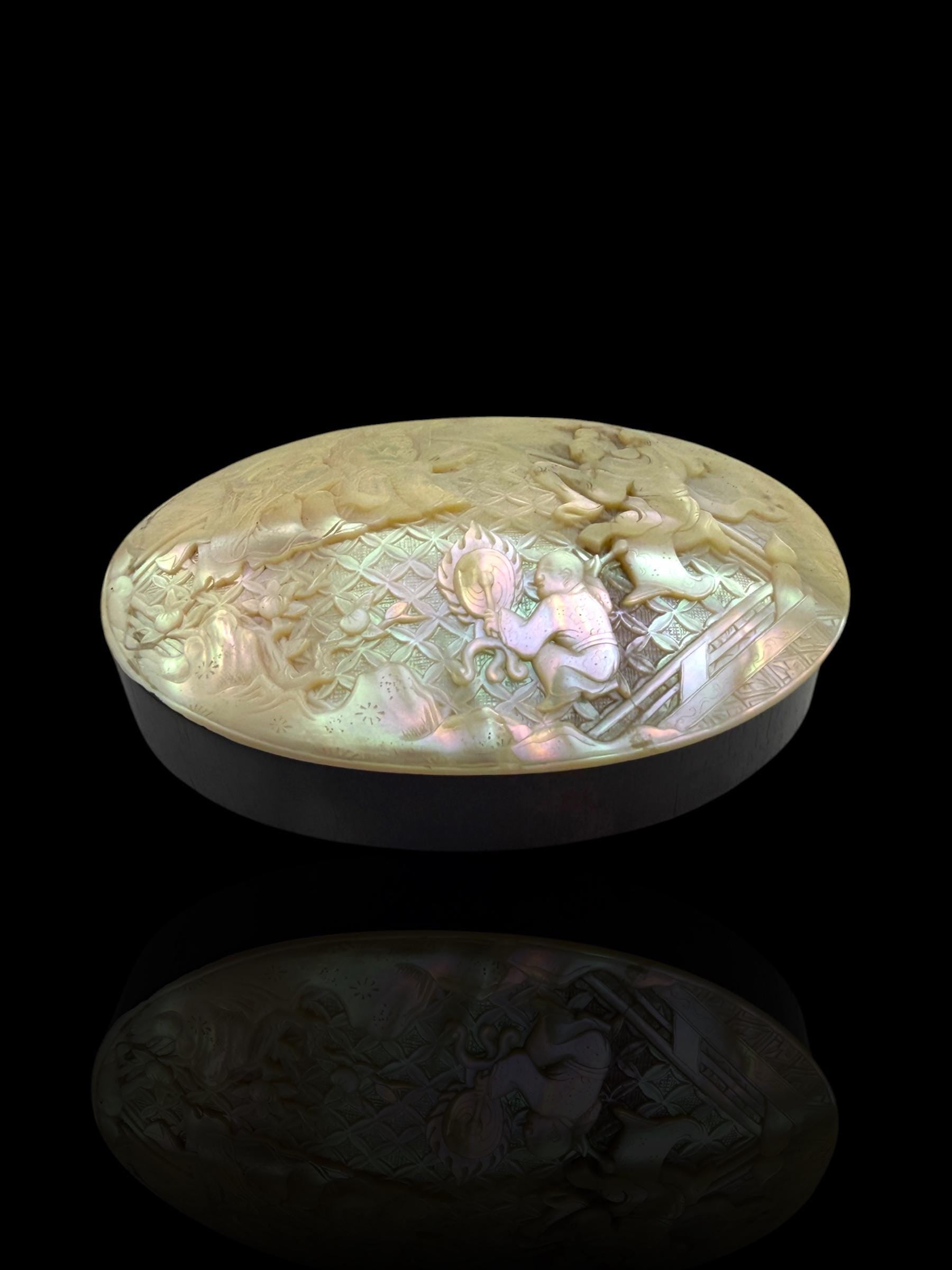 Qing Dynasty Carved Nautilus Shell Box