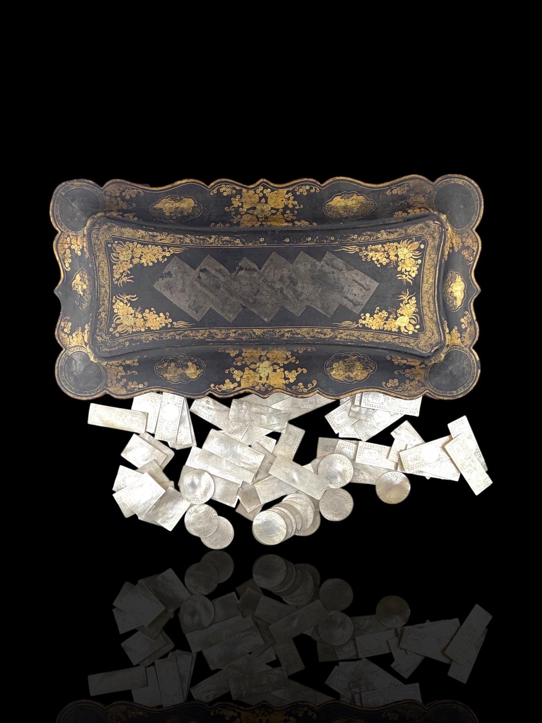 Qing Dynasty Games Box and Mother of Pearl Counters.