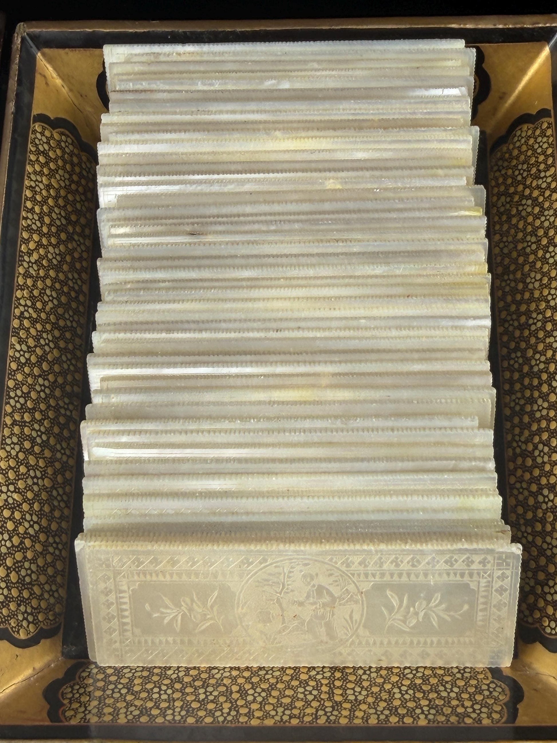 Qing Dynasty Games Box and Mother of Pearl Counters.