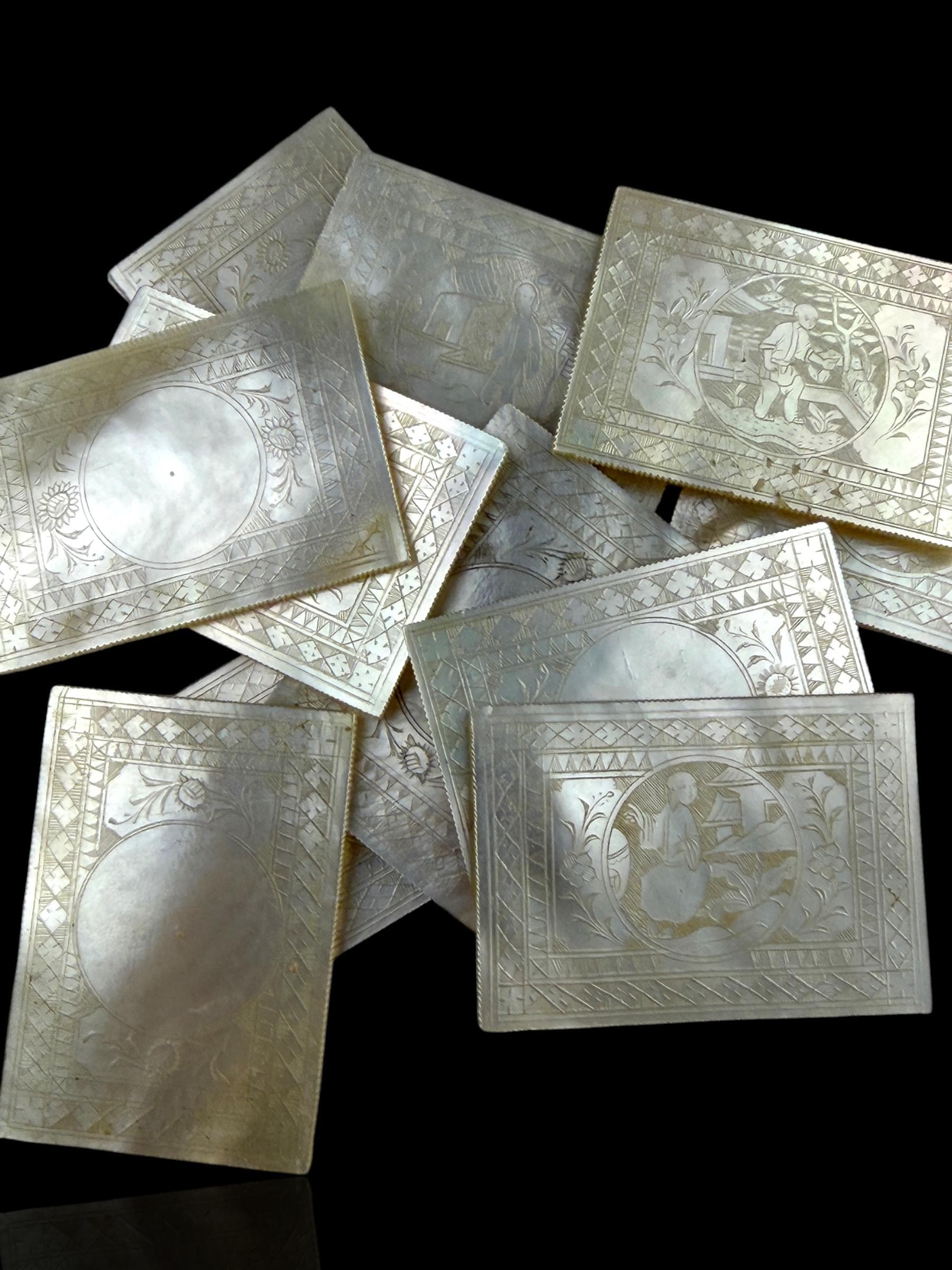 Qing Dynasty Games Box and Mother of Pearl Counters.